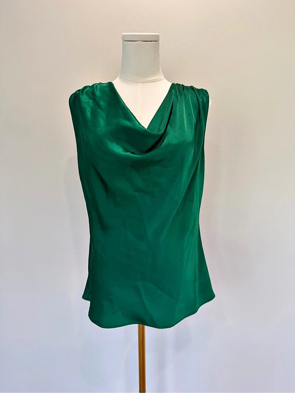 St. John Green satin cowl neck top size 4